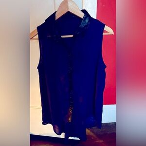 Women's Sleeveless Blue and Black Top
